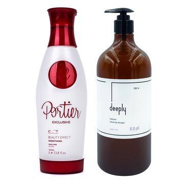 Кератин Portier Exclusive + Deeply Hardcore Cleansing Shampoo 8.0 pH 1000+1000 мл KIT0016 фото